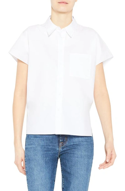 Shop Theory Triangle Short Sleeve Button-up Shirt In White