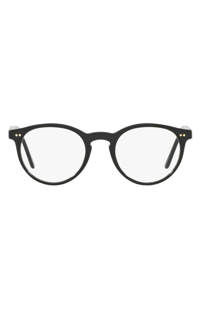Shop Polo Ralph Lauren 48mm Round Optical Glasses In Shiny Black
