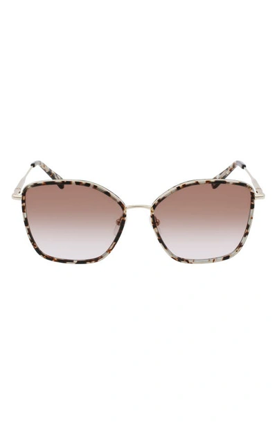 Shop Longchamp Roseau 59mm Gradient Butterfly Sunglasses In Gold/ Lilac