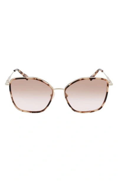 Shop Longchamp Roseau 59mm Gradient Butterfly Sunglasses In Gold/ Rose