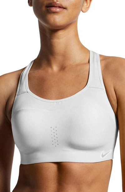 Women's Alpha High-support Padded Keyhole Sports Bra In White/pure  Platinum/pure Platinum