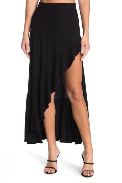 Shop Go Couture Ruffled Side High/low Maxi Skirt In Black