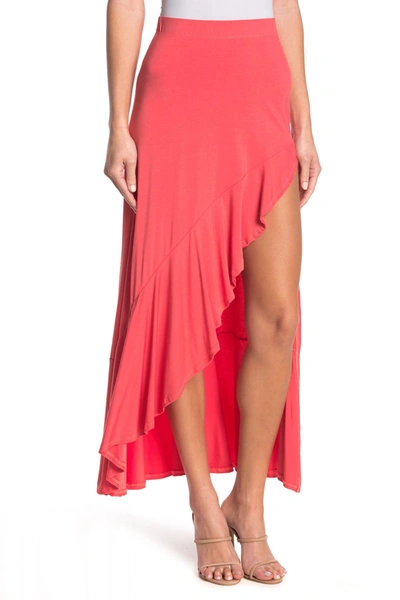 Shop Go Couture Ruffled Side High/low Maxi Skirt In Serenade