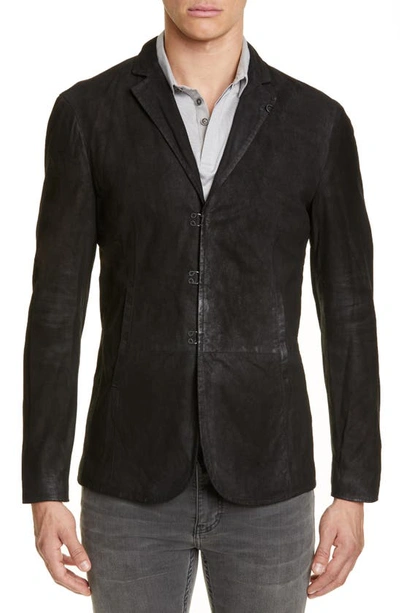 Shop John Varvatos Slim Fit Suede Blazer In Black-001