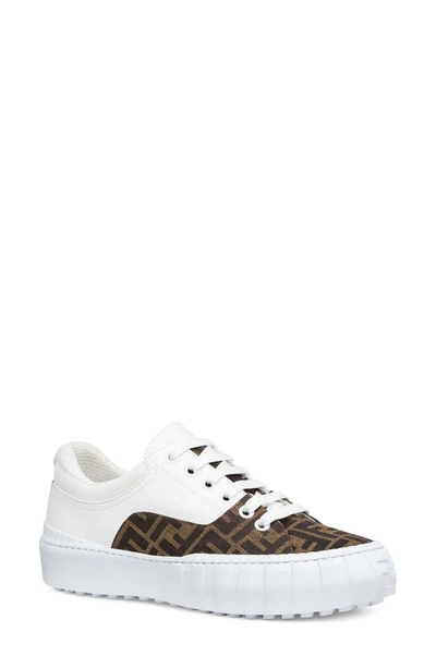 Shop Fendi Force Ff Low Top Sneaker In White/brown