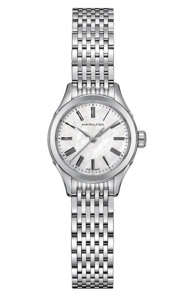 Shop Hamilton Valiant Bracelet Watch, 26mm In Silver/ Mop/ Silver