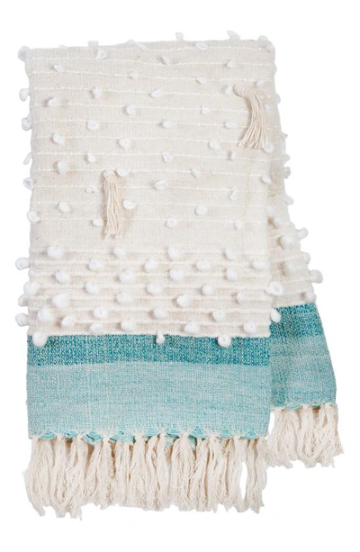 Shop Pom Pom At Home Ziggy Woven Throw Blanket In Ivory/ Aqua