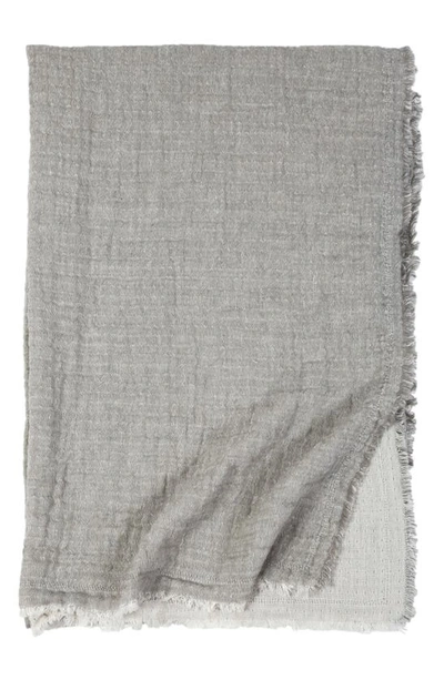 Shop Pom Pom At Home Hermosa Oversized Cotton & Linen Throw Blanket In Light Grey/ Cream