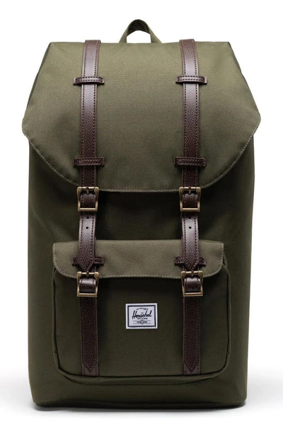 Shop Herschel Supply Co. Little America Backpack In Ivy Green/ Chicory Coffee