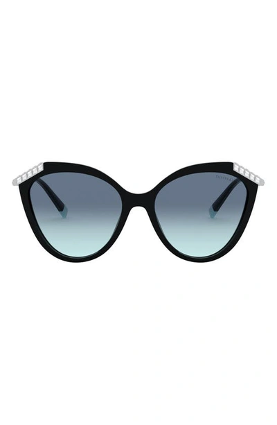 Shop Tiffany & Co 55mm Gradient Cat Eye Sunglasses In Black