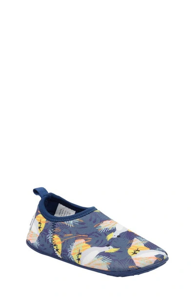 Shop Minnow Designs Cockatoo Flex Waterproof Slip-on Shoe In Navy Print