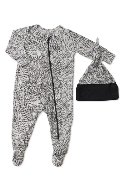 Shop Baby Grey By Everly Grey Jersey Footie & Hat Set In Twilight