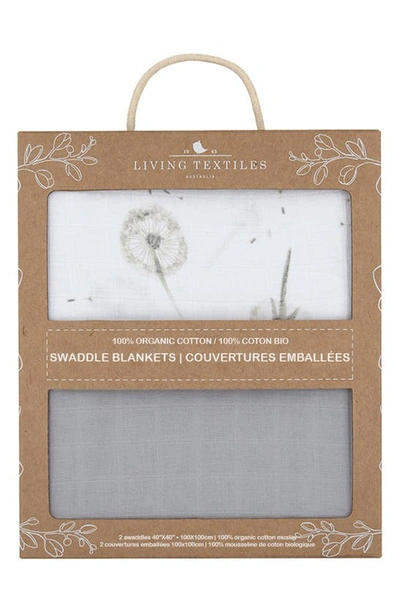 Shop Living Textiles Dandelion 2-pack Organic Cotton Swaddles In Grey