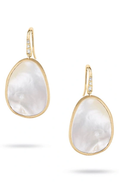 Shop Marco Bicego Lunaria Mother-of-pearl Drop Earrings In Yellow Gold