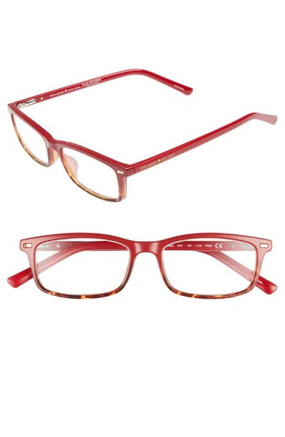 Shop Kate Spade Jodie 50mm Rectangular Reading Glasses In Red Havana