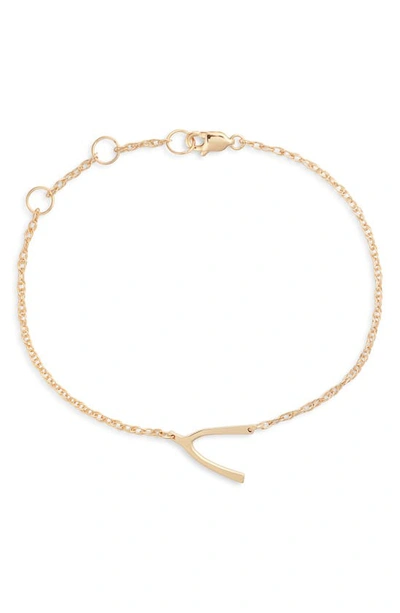 Shop Jennifer Zeuner Lily Wishbone Bracelet In Gold Vermeil