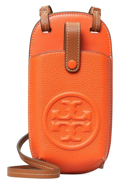 Shop Tory Burch Perry Bombe Leather Phone Crossbody Bag In Pomander