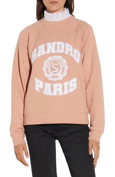 Shop Sandro Graphic Sweatshirt In Apricot