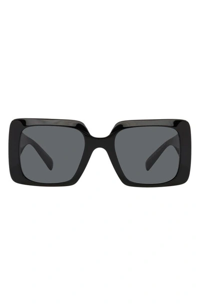 Shop Versace 54mm Rectangle Sunglasses In Black/ Dark Grey