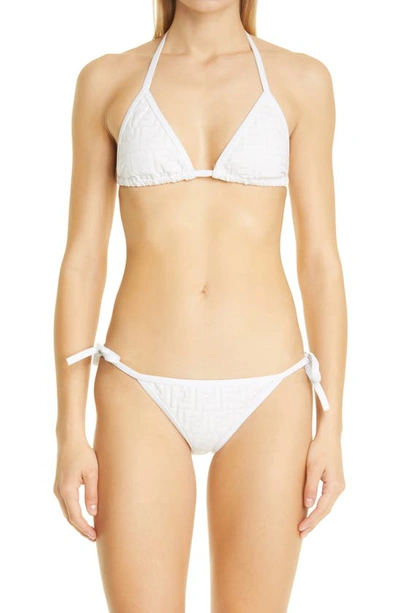 Shop Fendi Rama Ff Logo Two-piece Swimsuit In Milk White