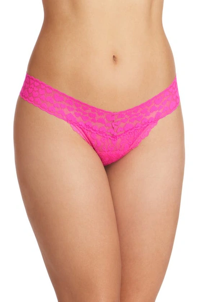 Shop Hanky Panky Eros Low Rise Lace Thong In Passionate Pink