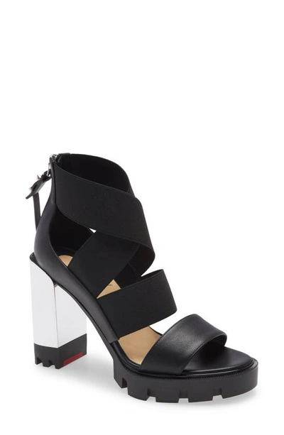 Shop Christian Louboutin Platform Sandal In Black/ Nickle