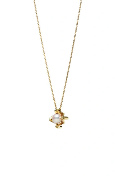 Shop Mikimoto M Cultured Pearl Pendant Necklace In Yellow Gold