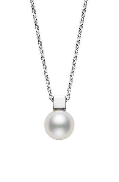 Shop Mikimoto Classic Cultured Pearl Pendant Necklace In White Gold