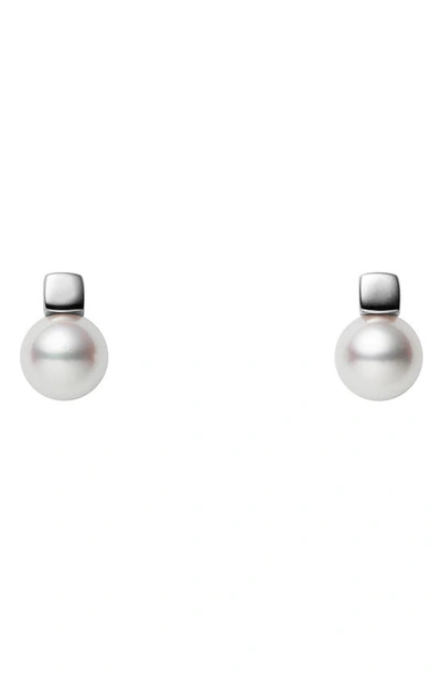 Shop Mikimoto Classic Cultured Pearl Stud Earrings In White Gold