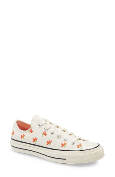 Shop Converse Chuck Taylor® 70 Embroidered Oxford Sneaker In Egret/ Bright Poppy/ Black