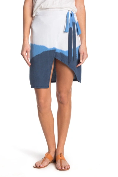 Shop Go Couture Faux Wrap Slit Skirt In White Tie Dye