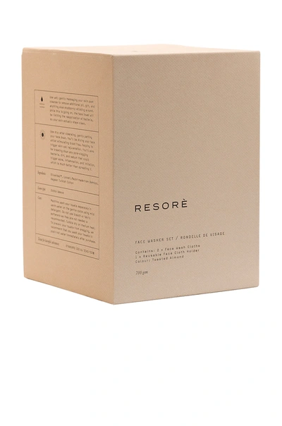 Resore Set Of 2 Wash Cloths With Wash Cloth Holder In Toasted Almond