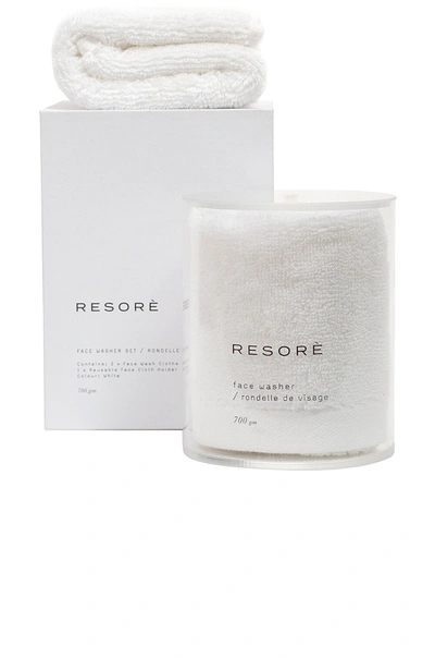 Resore Set Of 2 Wash Cloths With Wash Cloth Holder In Toasted Almond