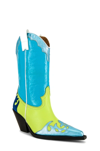 Shop Toral Western Boot In Turquoise & Apple