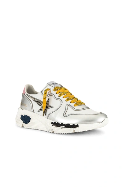 Shop Golden Goose Running Sneaker In Silver, White, Zebra, & Pink