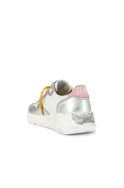 Shop Golden Goose Running Sneaker In Silver, White, Zebra, & Pink
