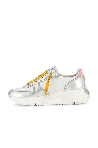 Shop Golden Goose Running Sneaker In Silver, White, Zebra, & Pink