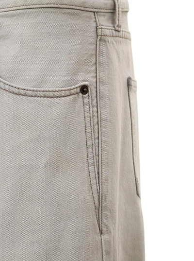 Shop Saint Laurent Straight Cut Jeans In Gray Denim In White