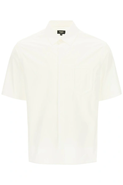 Shop Fendi Short-sleeved Shirt With Logo In Bianco