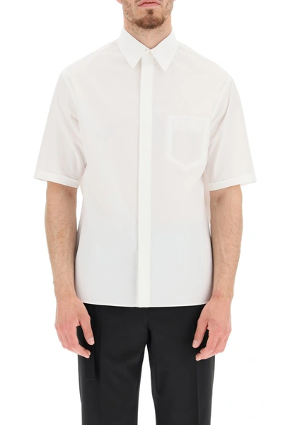 Shop Fendi Short-sleeved Shirt With Logo In Bianco
