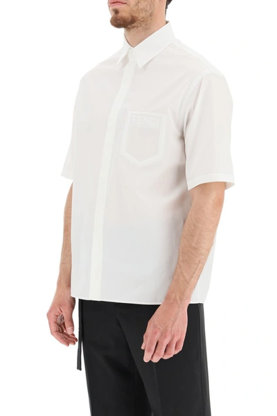 Shop Fendi Short-sleeved Shirt With Logo In Bianco