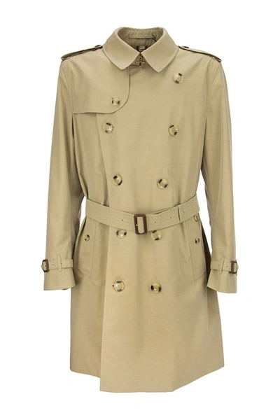 Shop Burberry Mid-length Kensington Heritage Trench Coat In Honey