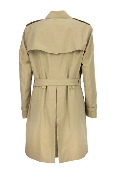 Shop Burberry Mid-length Kensington Heritage Trench Coat In Honey