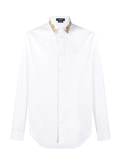 Shop Versace Baroque Embroidery Shirt In Bianco