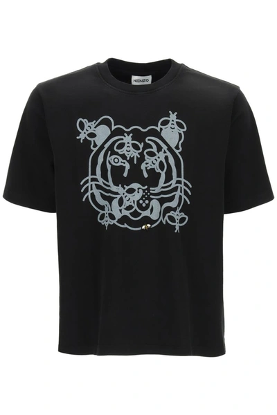 Shop Kenzo Bee A Tiger Print T-shirt In Black