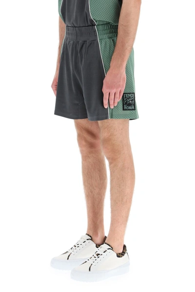 Shop Fendi Sports Shorts In Anthracite Sage Gre