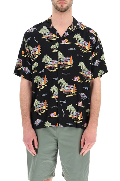 Shop Carhartt Beach Print Hawaiian Shirt In Beach Print Black