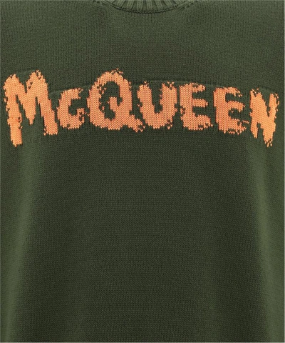 Shop Alexander Mcqueen "graffiti" Sweater In Green