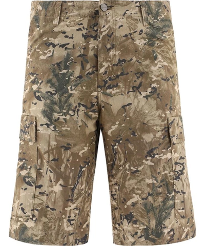Shop Carhartt Camouflage Cargo Bermuda Shorts In Beige