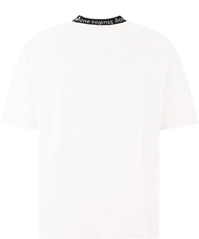 Shop Acne Studios Logo Rib T-shirt In White